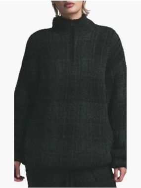 SKIMS Cozy Knit Quarter Zip Pullover in Cypress Plaid UNISEX L/XL